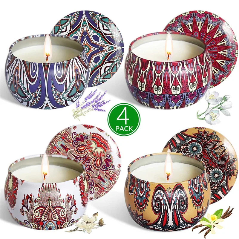Wholesale Cylindrical Air Cleaner Smokeless Candle Luxury Jar Long Lasting Soy Wax Scented Candles Set