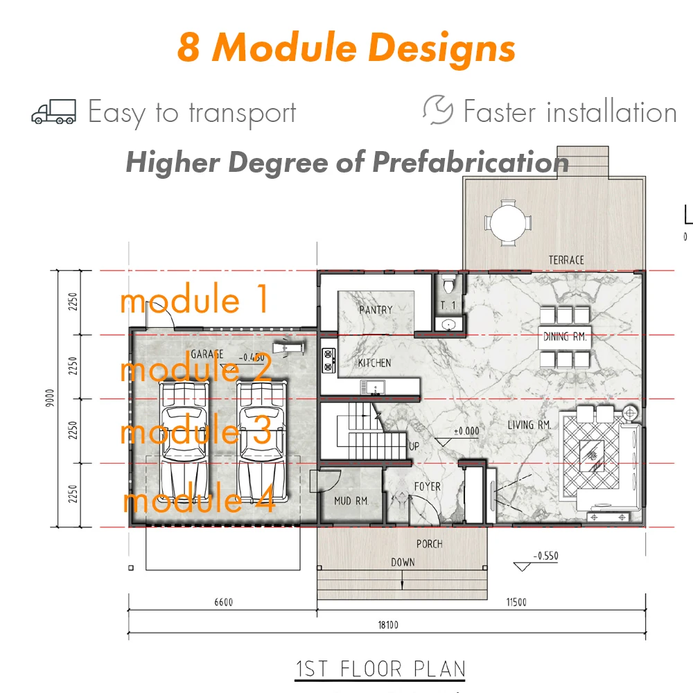 253Sqm  2 Storey 4 Bedroom Cheap Price Pre Fab Home Casas Luxury Modern Design Modular Module Prefabricate Prefab House Villa