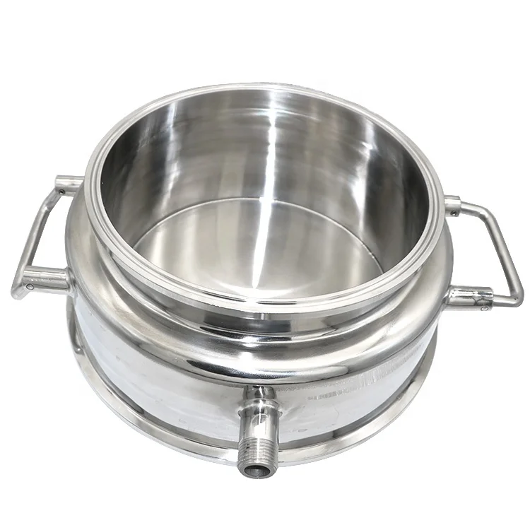 Sanitary SS304 jacketed splatter platter with handle for closed loop extractor