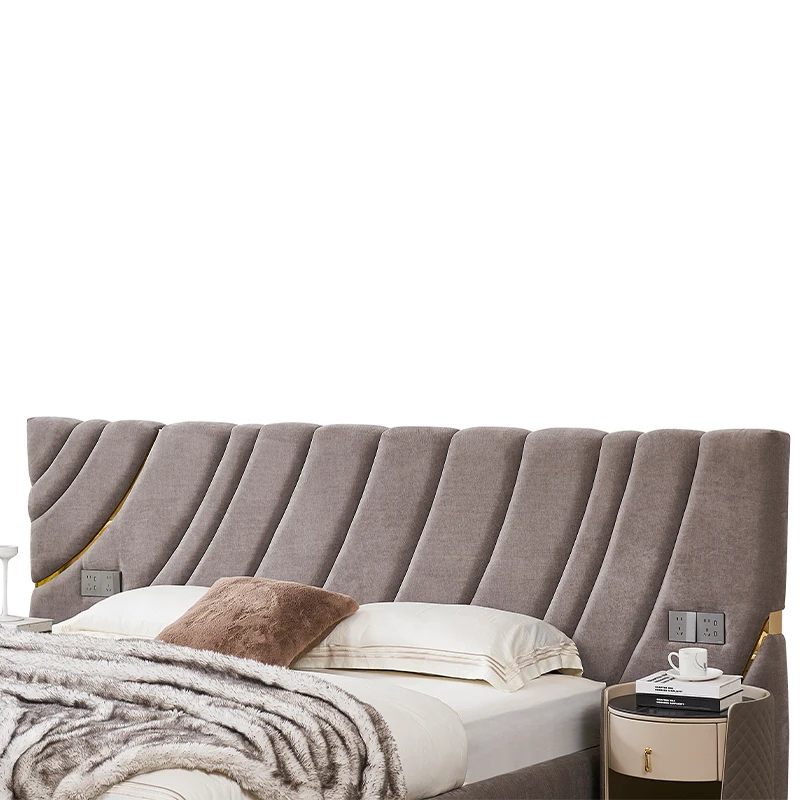 Italian Design Home Furniture Bedroom Super Headboard Luxury Bed Velvet Tufted King Size Fabric Bed