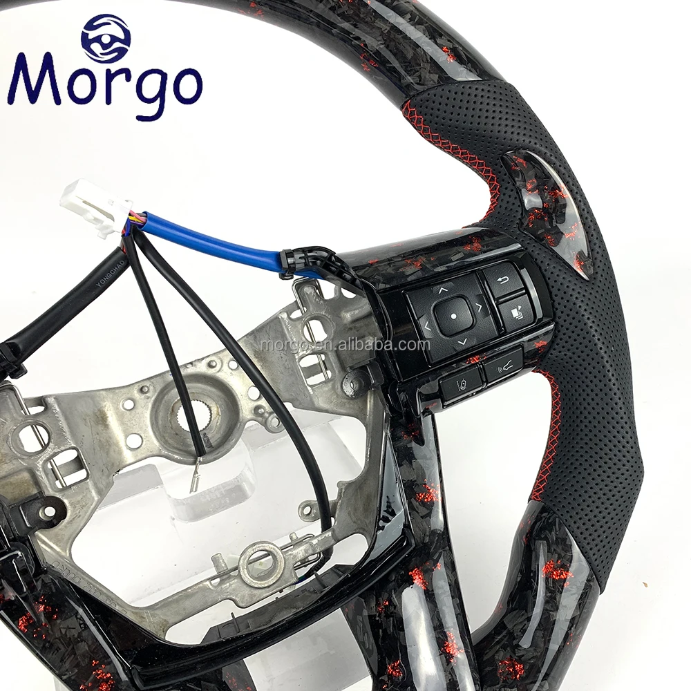 Red Powder Forged Carbon Fiber Steering Wheel Fit For Toyota Hilux Revo Fortuner Land Cruise LC300 GR Steering Wheel Customized