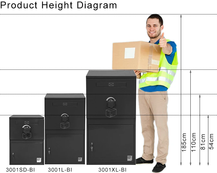 Through the Wall Parcel Box Black Large Capacity Anti Theft Parcel Drop Delivery Box