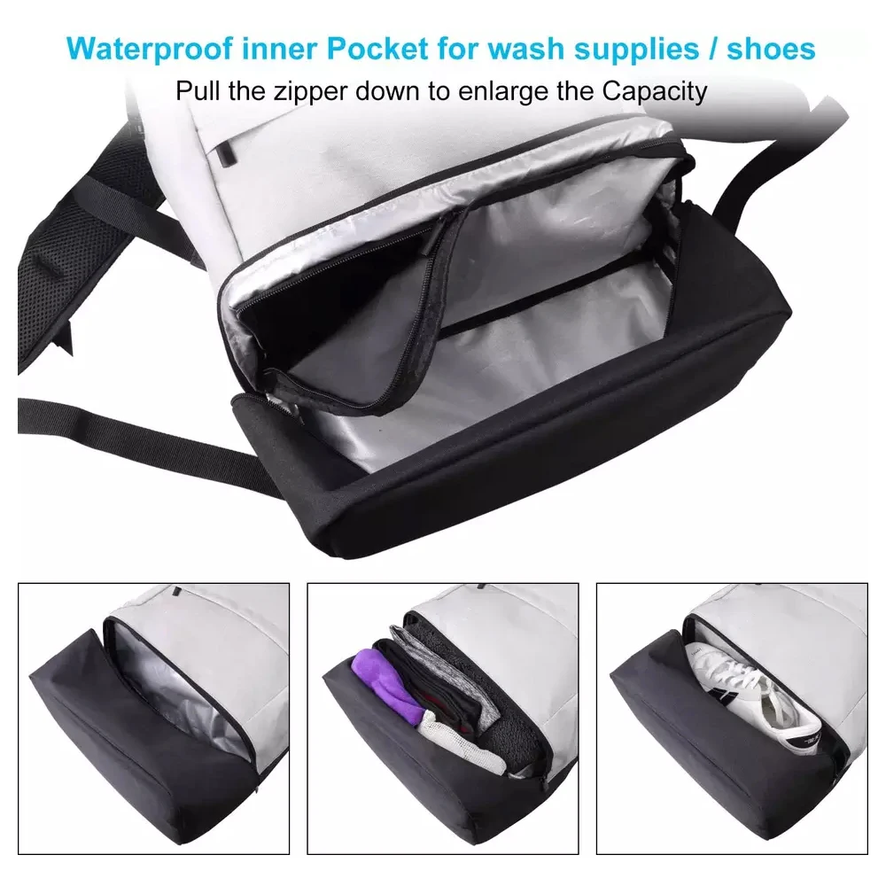 RPET Recycled Fabric Roll Top Rucksack laptop backpack with shoes compartment college school backpack bag