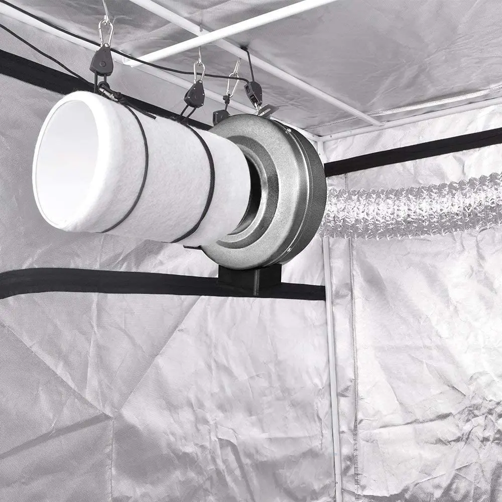 iPower GLFANXINLINE8 8 Inch 750 CFM Inline Duct Ventilation Fan HVAC Exhaust Blower for Grow Tent Grounded Power Cord