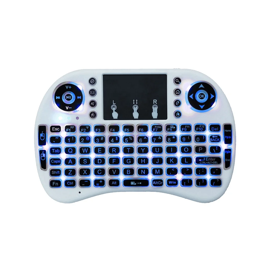 American English Backlight i8 2.4GHz 7-color Wireless Mini Keyboard Hebrew Italian Portuguese  Air Mouse Touchpad Controller