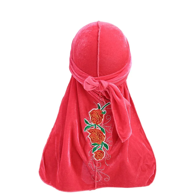 Custom Fashion Men Dragon Pattern Durags Headwrap Headband Black Long Tail Doo Rags Pirate Hat Wave Caps