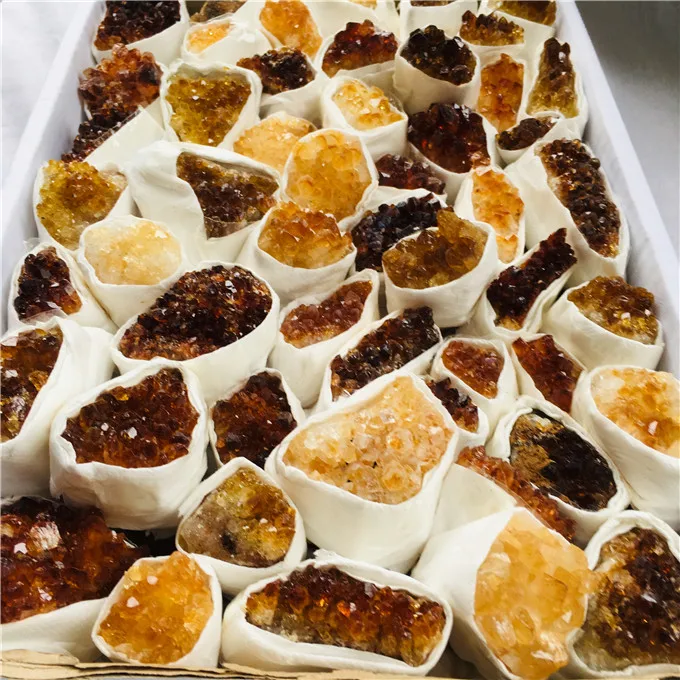 Wholesale Natural Clear Citrine Quartz Crystal Geode Gemstone Healing Citrine Crystal Cluster