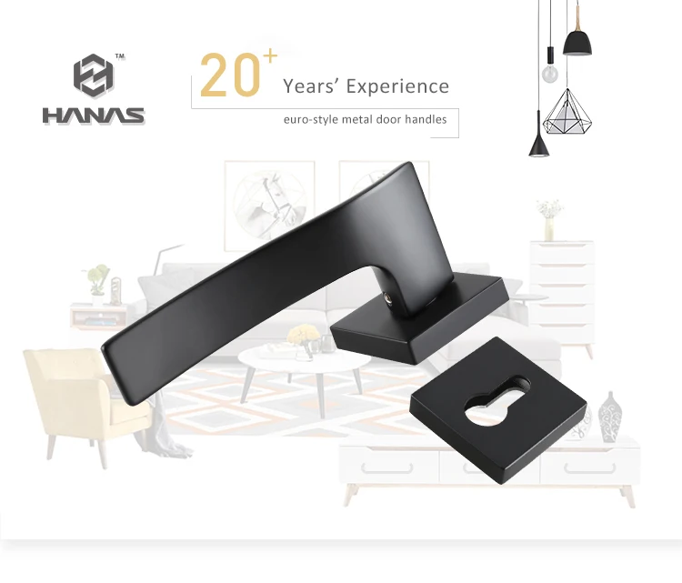 Modern design hardware furniture  aluminum exterior interior lever matte black door handle