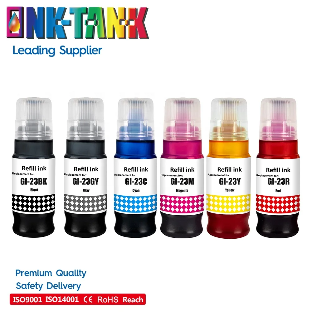 INK-TANK GI 23 GI23 GI-23 Premium Color Compatible Bulk Bottle Water Based Refill Ink for Canon PIXMA G620 Printer