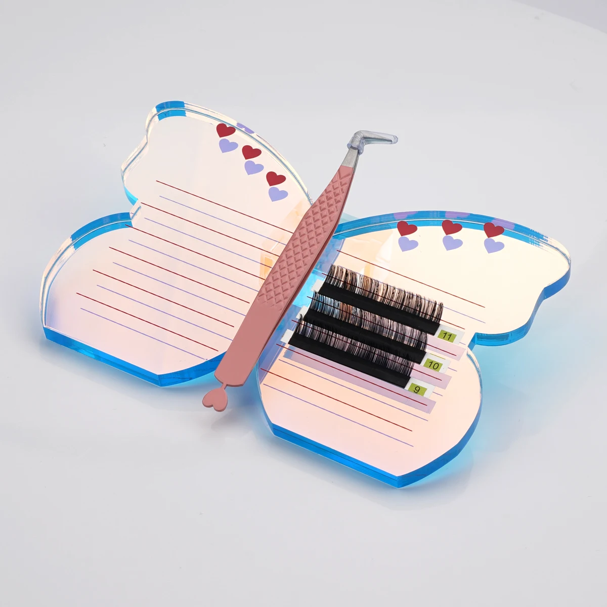 Cloud Heart Butterfly Eyelash Pallet Private Label Magnetic Acrylic Pink Lash Tile with Glue Holder Magnet