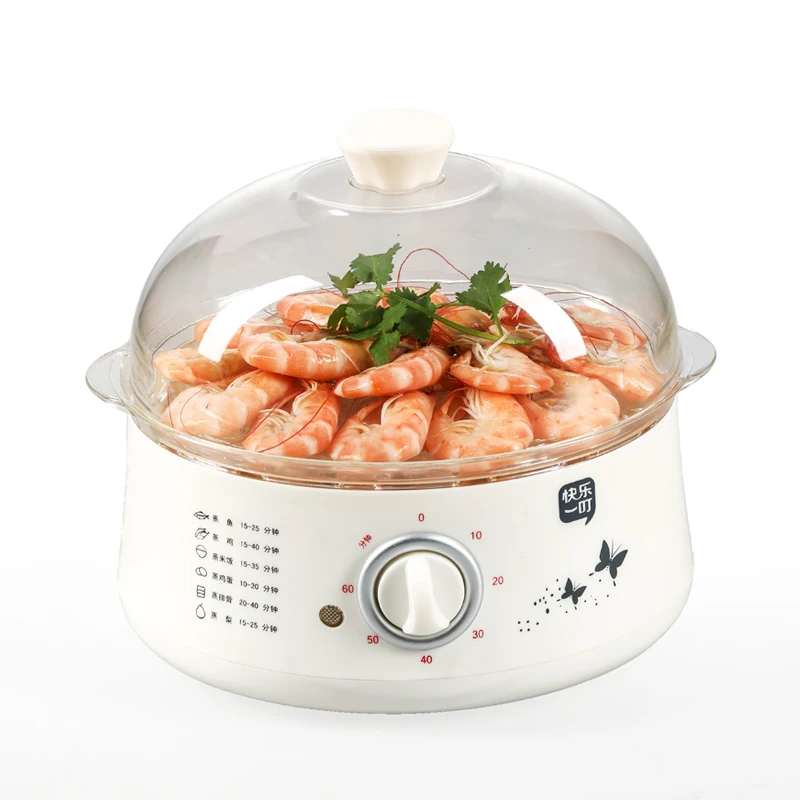 Commercial large-capacity electric steam cookers with multi-layer steamers and timer control.