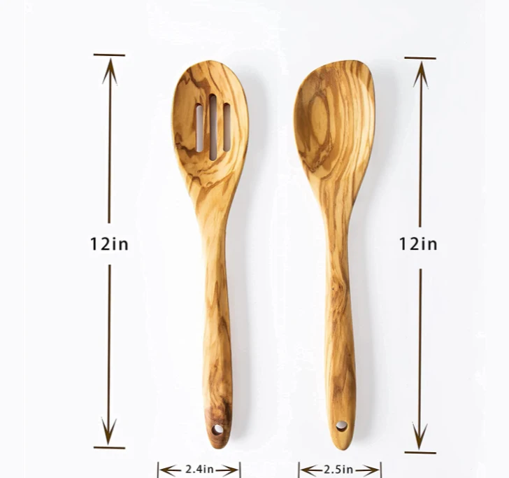 Olive Wood Cooking Spoons Set with Cooking Spatulas Set, Set of 4 Cooking Utensils.