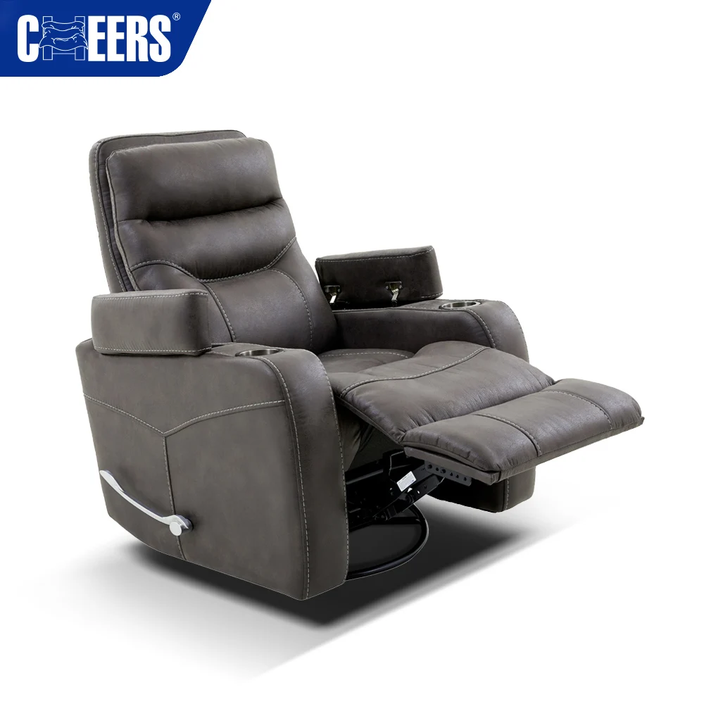 MANWAH CHEERS Modern Style Manual Fabric Swivel Rocker Reclining Chair with Cup Holders for Living Room Recliner Sofa Chair