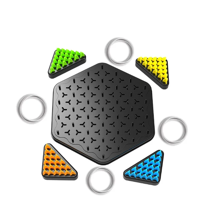 Geometric chain chess puzzle triangle chess desktop game rubber band training family interactive exercise thinking toys