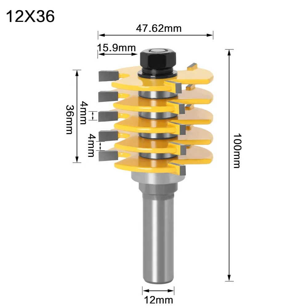 Wood Woodworking Carbidetipped Solid tungsten Steel Finger Joint Router Bit with 1/2 or 12mm shank