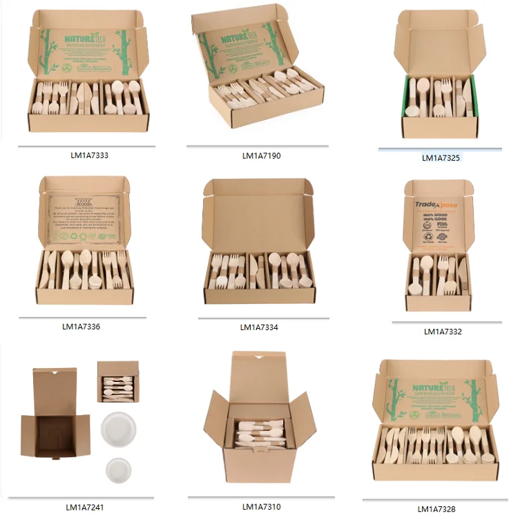 
200pcs disposable and compostable birch wood bamboo spoon fork knife home kitchen hanging tableware/cutlery/flatware 