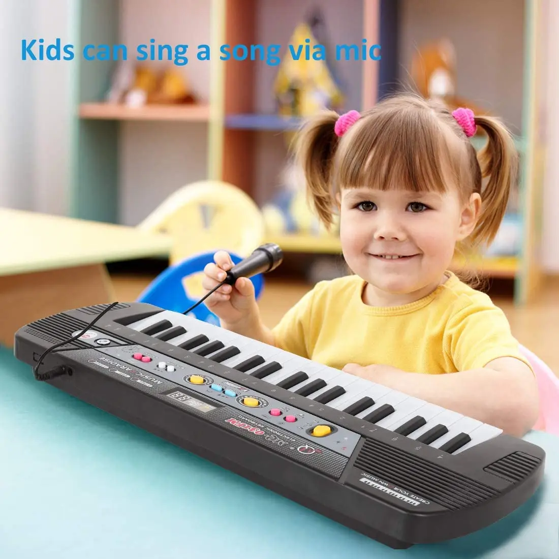 Дети 37 клавиш микрофон и Fm радио Функция Электронная музыка игрушки развивающие пианино игрушки Музыкальные инструменты для детей