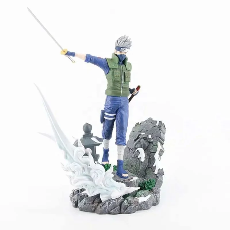 Hotselling  GK Statue  Super Konoha Ninja Anime Kakashi Lighting Scene Boxed Figure Narut0