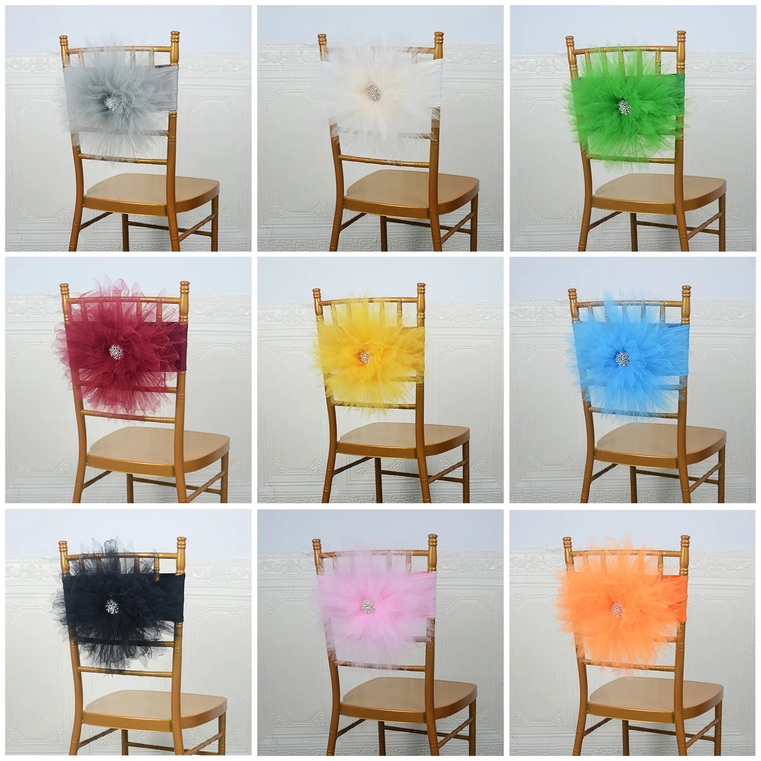 Diamond Flower 40cm Chair Back Flower Chair Cover Decorative Chair Streamer Hotel Wedding Party Supplies