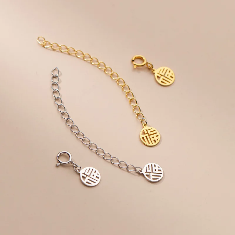 Wholesale Fashion Jewelry Findings 925 Sterling Silver Extension Chains With Lucky Tag Lobster Clasps For Necklace Bracelets