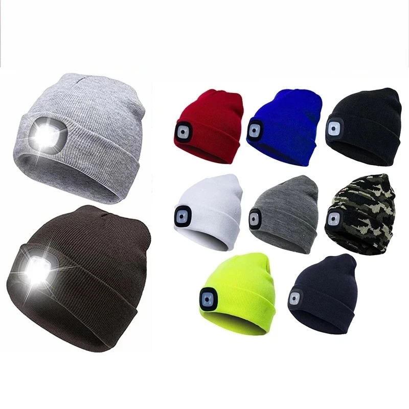 Улучшенная Шапка-бини унисекс со светодиодной подсветкой перезаряжаемый налобный фонарь с регулируемой яркостью зимний