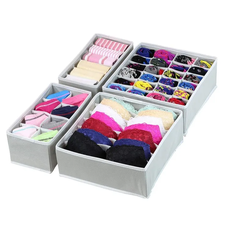 4pcs travel foldable wardrobe cabinet  closet bra socks clothes scarf drawer underwear divided organizer for underwear
