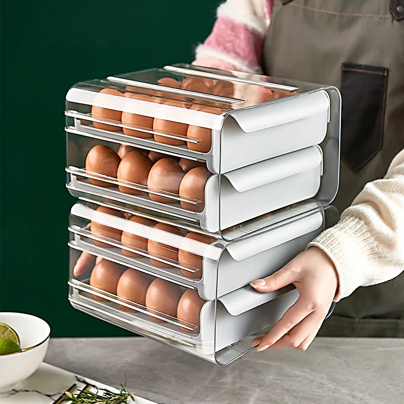 Multi layer egg storage box refrigerator plastic egg rack holder container drawer trays organizer box