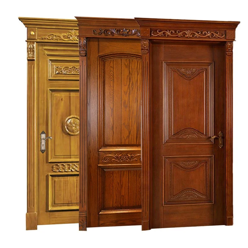 The latest design wooden modern swing interior solid wood door residential interior room safety villa steel door