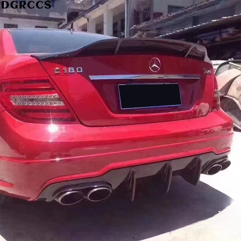 For Mercedes-Benz W204 C180 C260 C63 2007-2014 Blade edge style carbon fiber Rear lip rear diffuser bumper lip