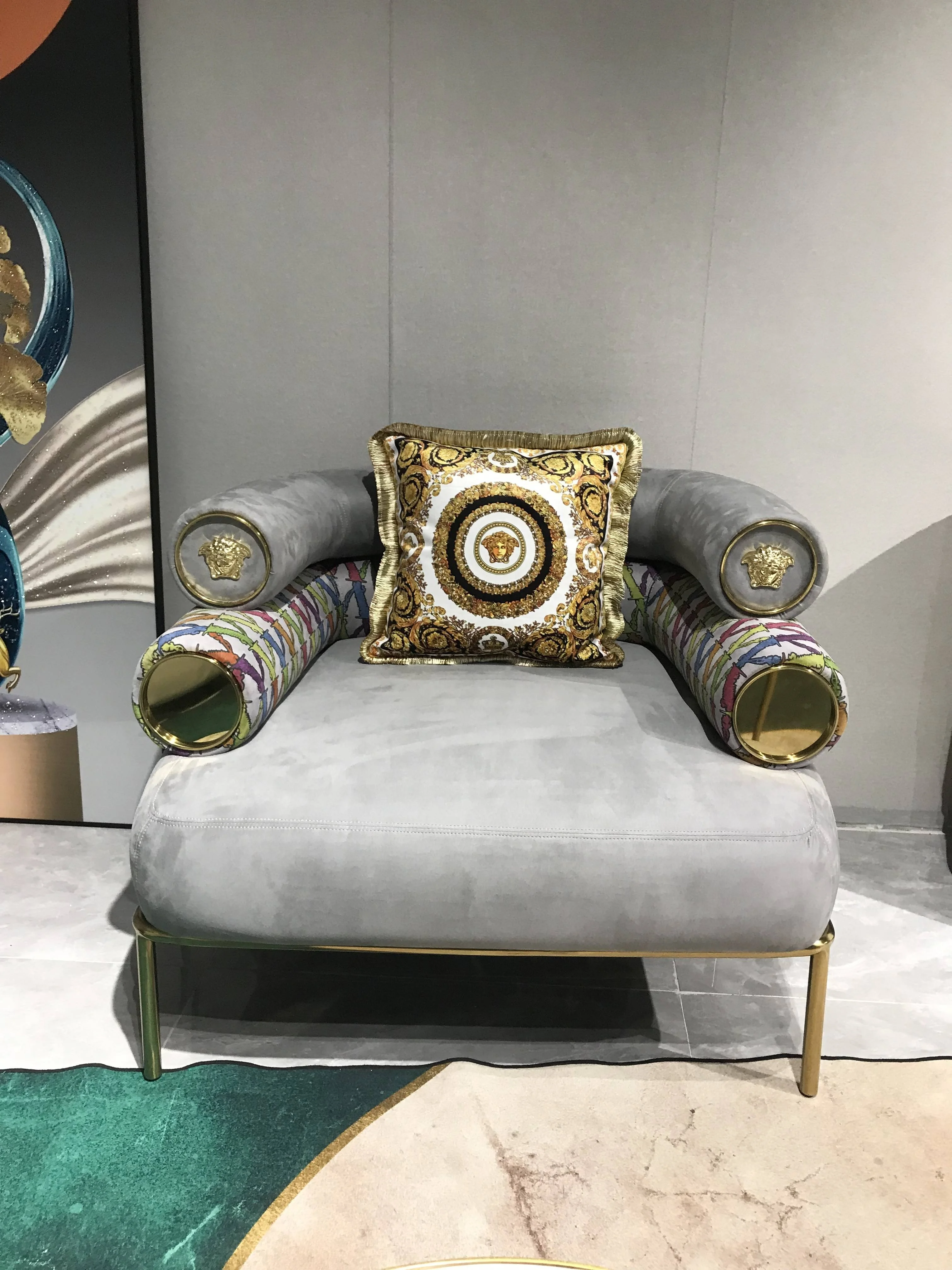 High end gray sofa set furniture couch living room Italian fabric modern luxury sofa set