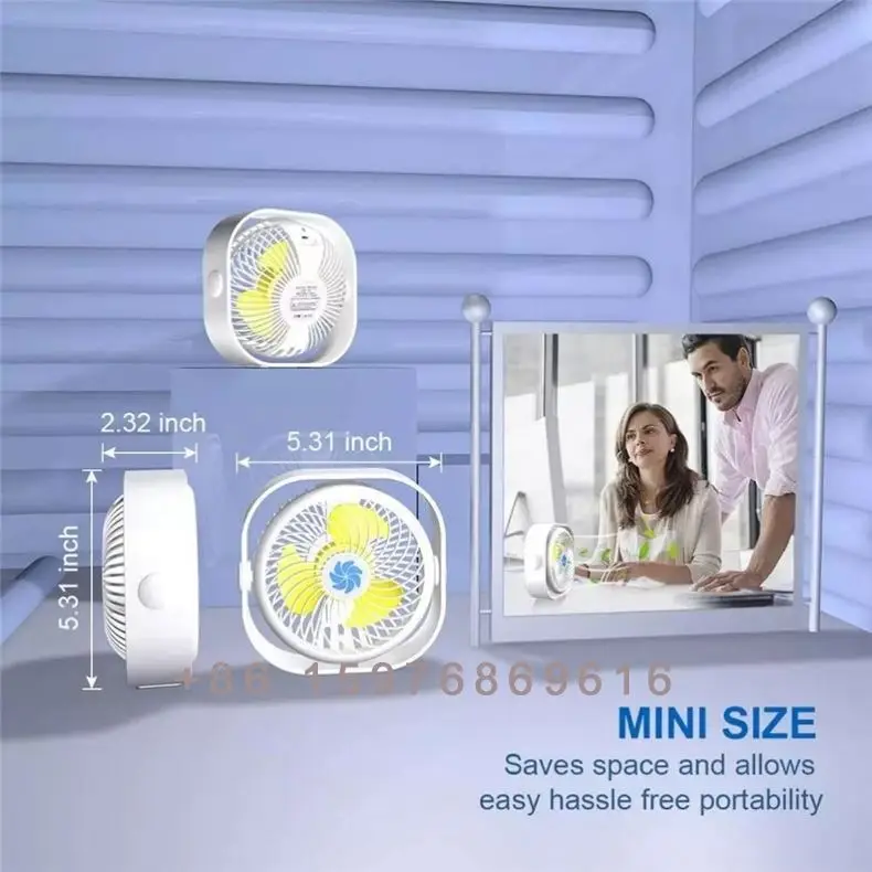 Portable Personal 360 Degree Rotatable Car Outdoor Travel 2000Mah Mini Desk Home Office Outdoor Desktop Fan