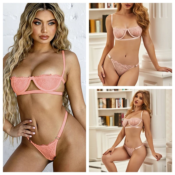 Wholesale New design sexy lingerie set adult lace blossom push up bra womens lingerie bra and panty sets