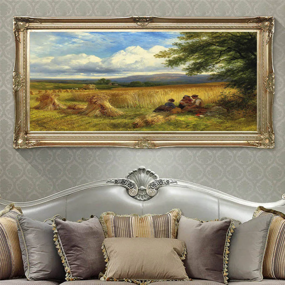 Chinese Style Home Living Room Decor Pico Art Landscape Harvesting Rice Painting