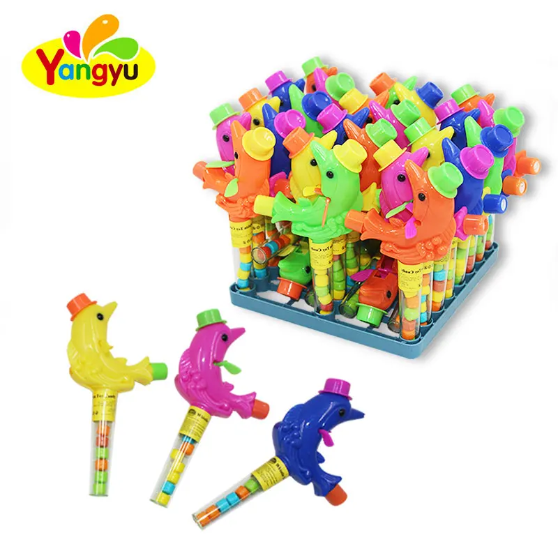 Plastic Whistle Dolphin Toy with Candy