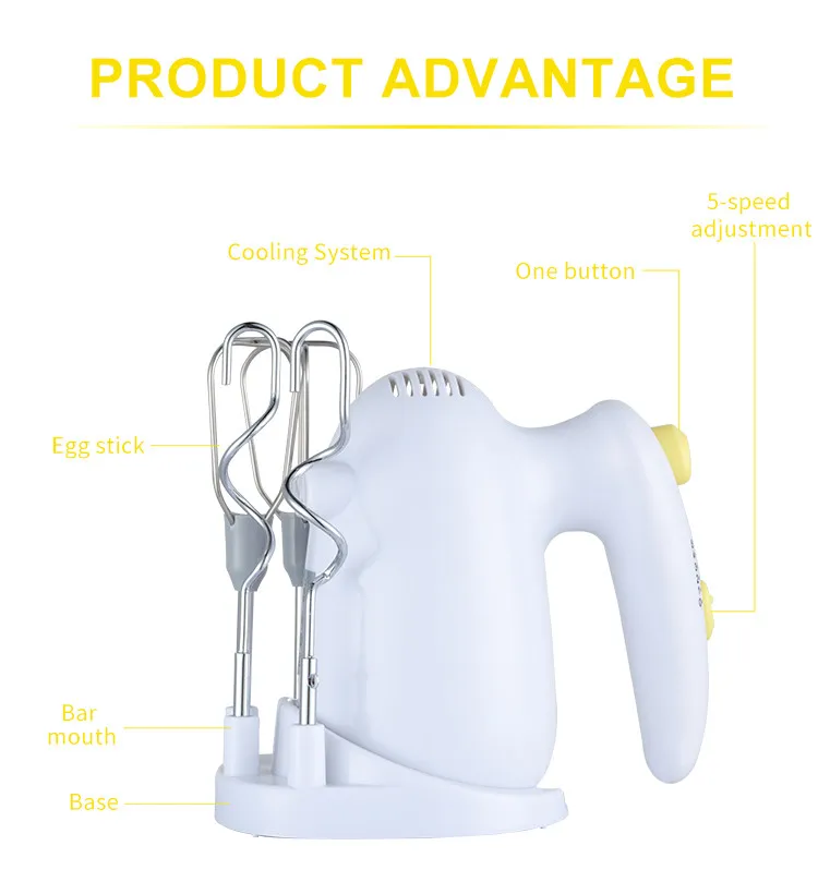 CX-6627 Batidora Electrica Portatil Kitchen Utensils Egg Cream Mixer Machine Universal Handy 7 Speed Mini Hand Mixer With Base