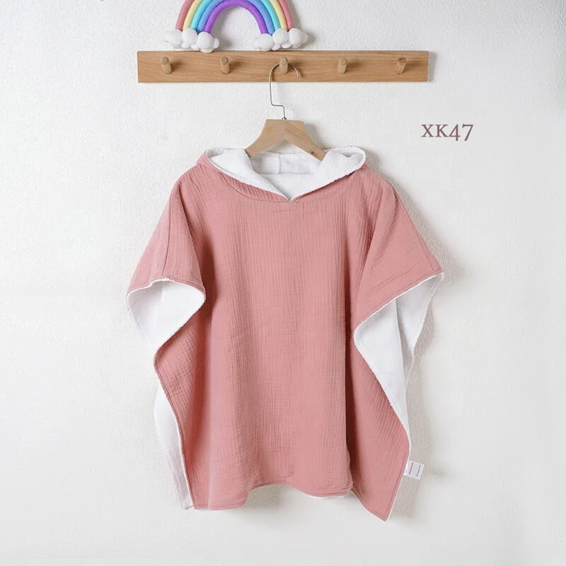 Terry Muslin Fabric Combined Hooded Baby Bathrobe Cotton