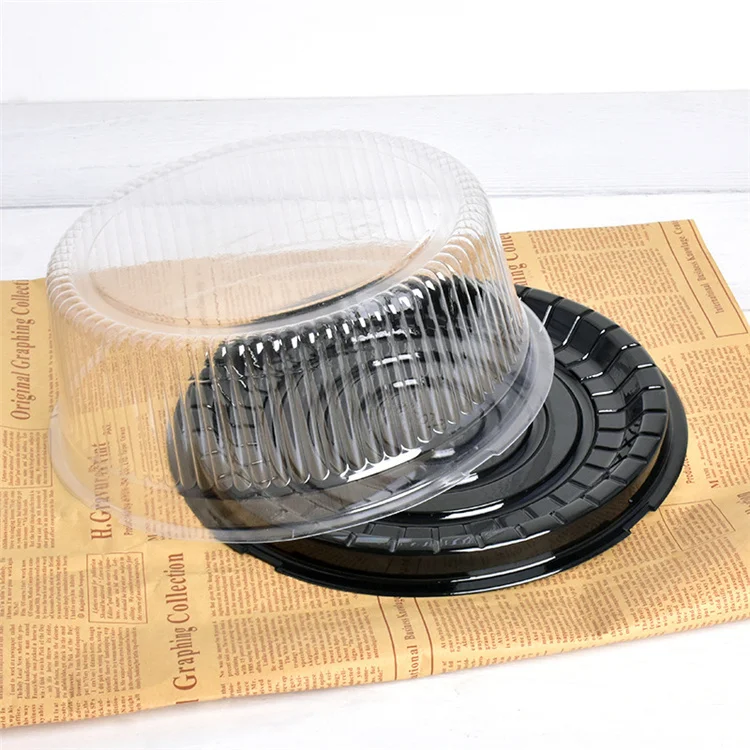 Hot sale Round clear Box catering tray  with lids Cheese Pastry Mousse bakery box for cake salad