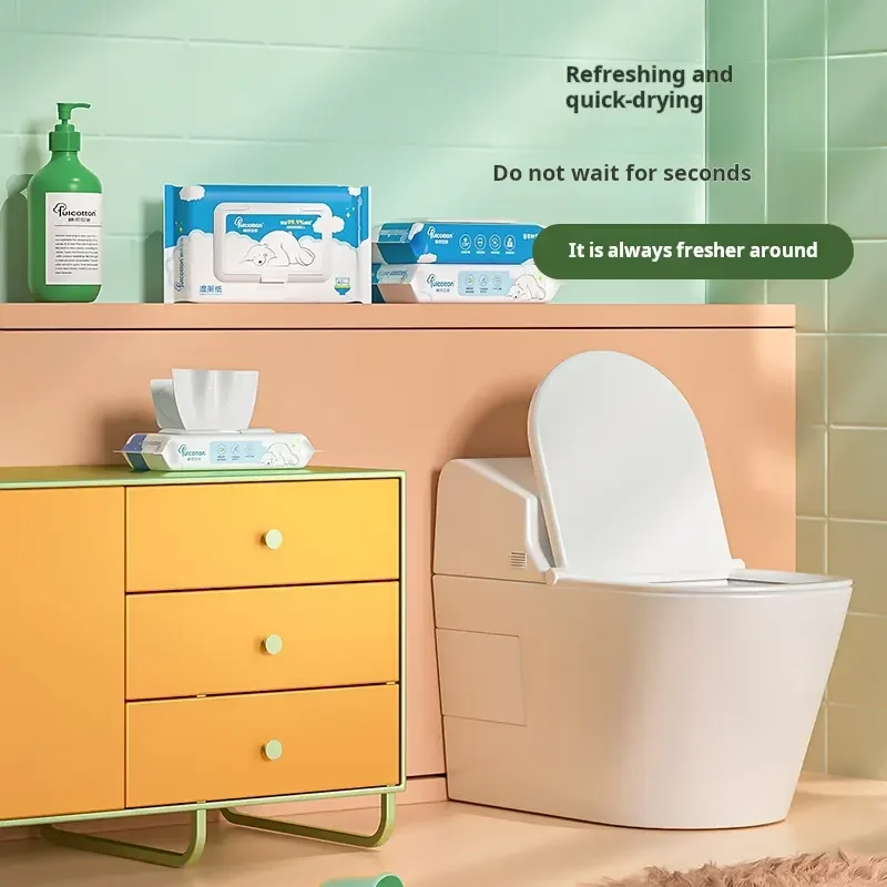 Fulcotton High Quality Soft Organic Flushable Portable Toilet Wet Tissue Paper