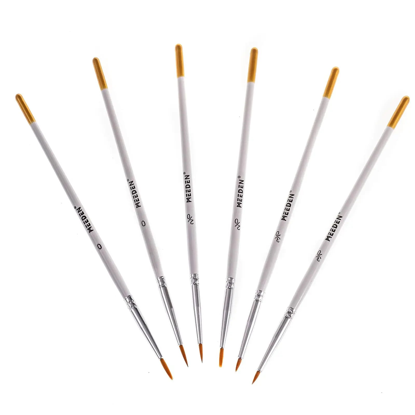 MEEDEN 6Pcs Miniature Detail Paint Brushes Small Fine Tip Paintbrush Set for Acrylic Watercolor Painting Model Paint Brush