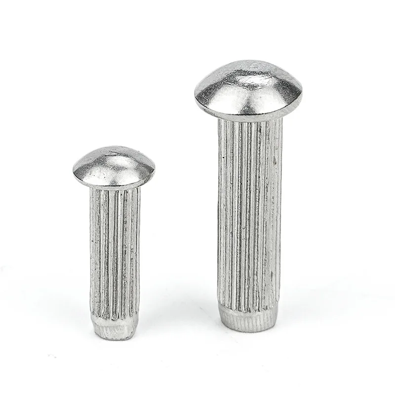 M2 M2.5 M3 M4 M5 304 Stainless Steel Button Round Head Knurled Shank Solid Rivet Self-Plugging GB827 Diameter 2 3 4 5mm