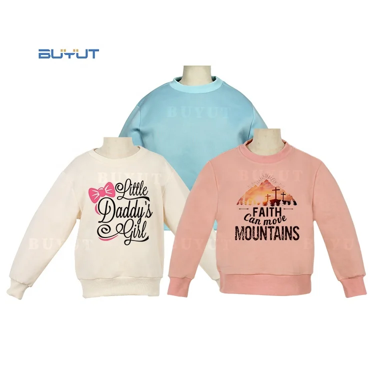 BUYUT Custom Wholesale Infant Toddler Kids Unisex 100% Polyester pastel color Blank Sweatshirts hoodies for Sublimation Printing
