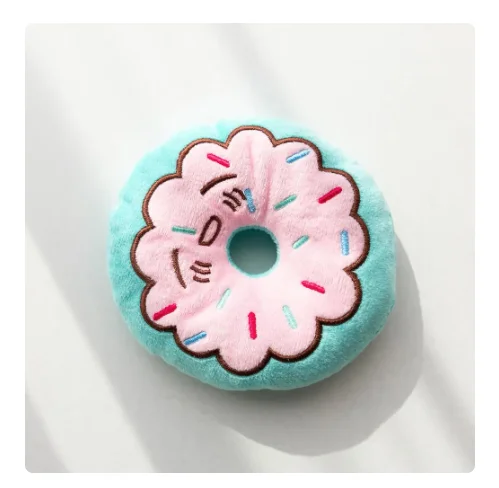 Stuffed Dog Toy Donut Shape Pet Teething Toy Puppy Dog Plush Stuffed Toy