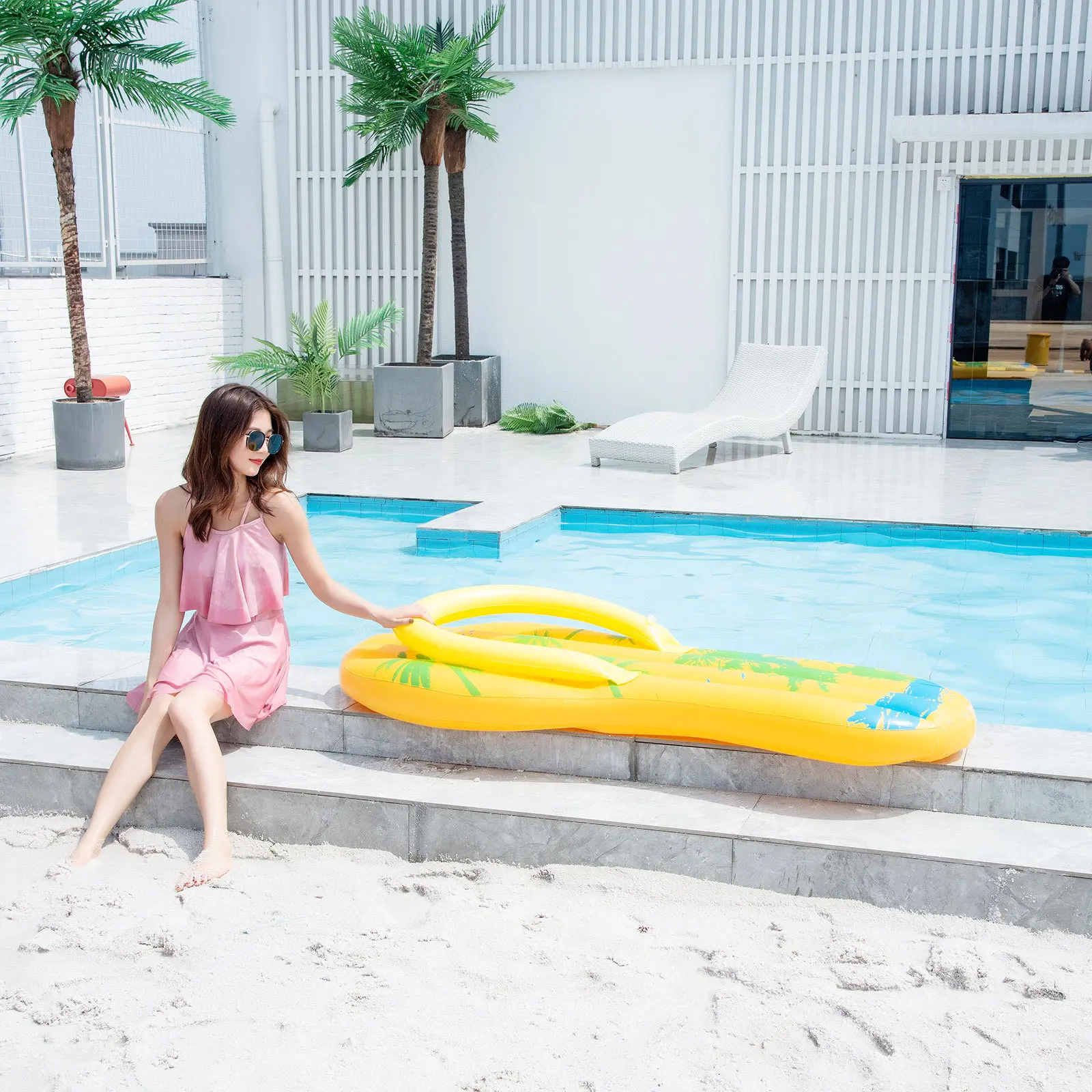 Giant Ride-On Raft Lounge Summer Pool Toys Funny Pool Floatie inflatable slippers float for Kids and Adults
