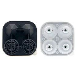 Diy Wholesale Custom 4 Cavity Silicone Ice Cube Trays Whiskey Rose Ice Ball Maker Mold With Lid