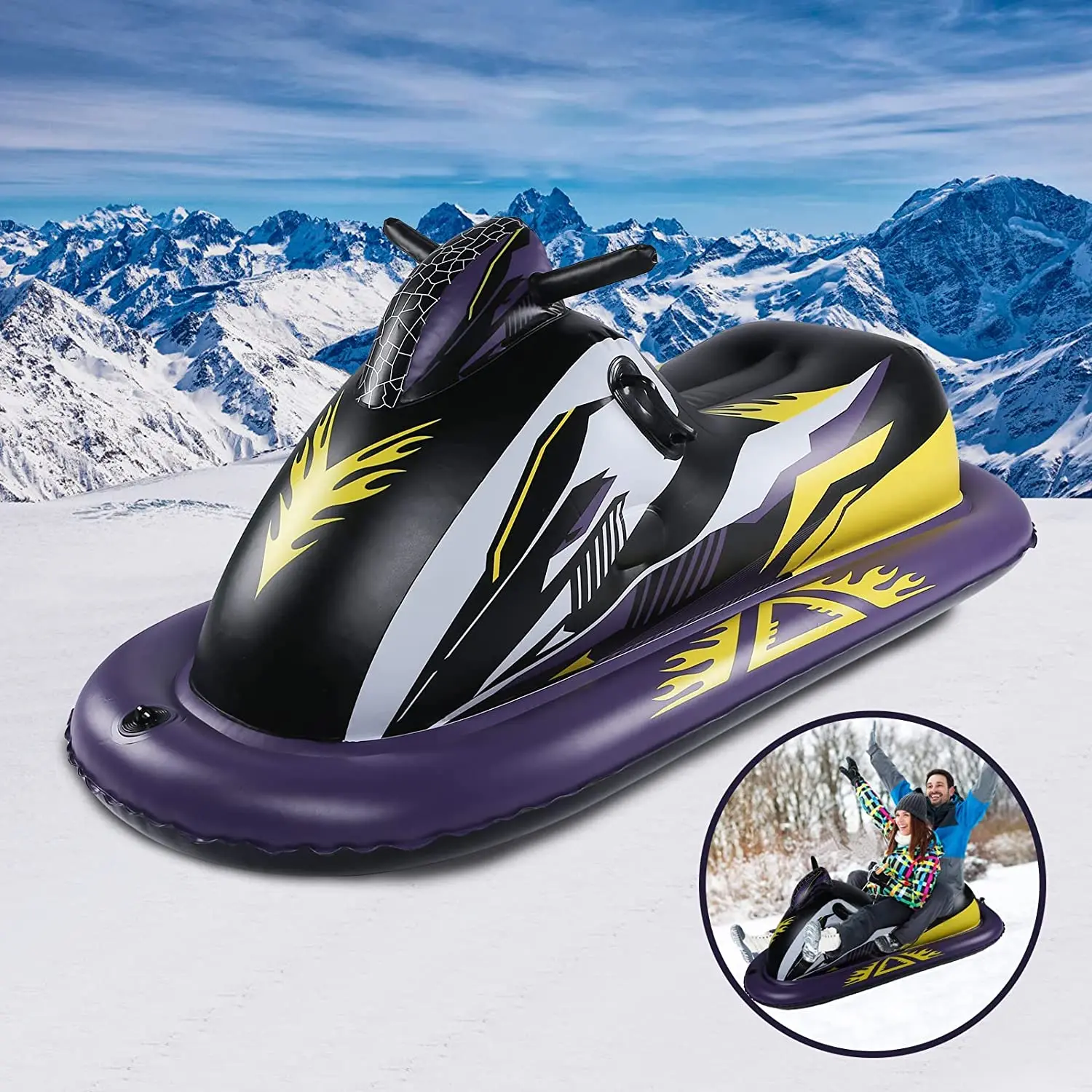 Snow Tube Inflatable Sleds for Kids and Adults Heavy Duty Large Snow Tubes Outdoor Sledding for Holiday Christmas Fun