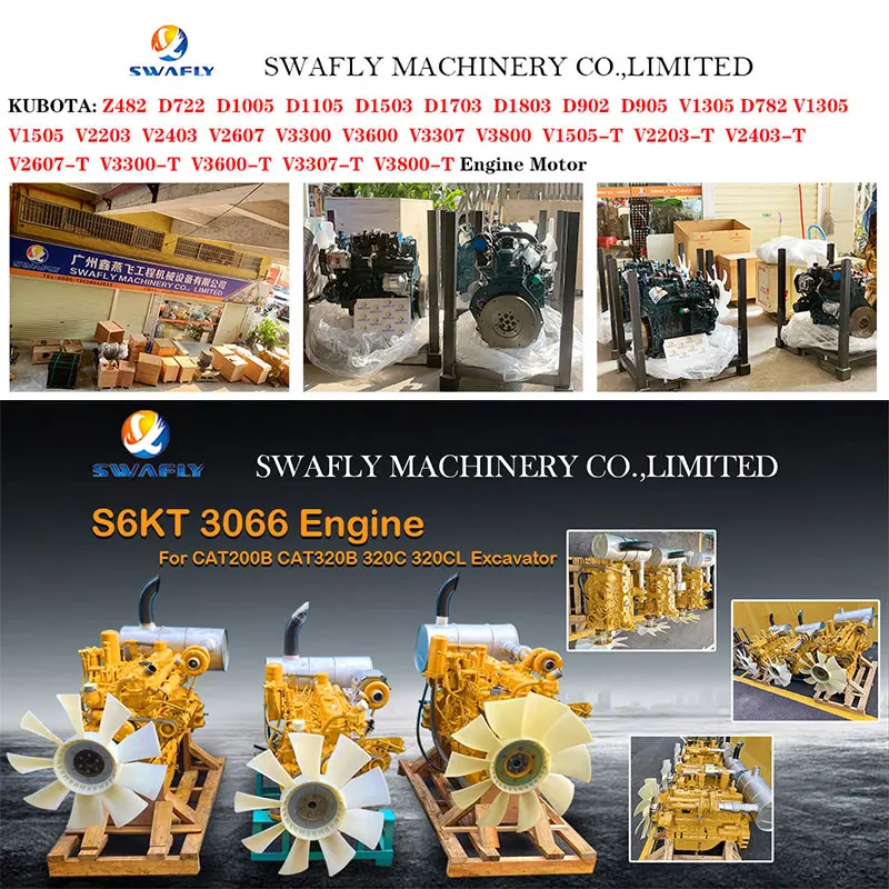 SWAFLY 320C Excavator Parts S6KT Engine Motor S6K 3066 Intercooler Engine Assembly For Caterpillar 3066 Engine