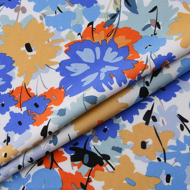 New fashion trend woven digital flower printing 100% rayon viscose bamboo poplin fabric for dress shirts blouse