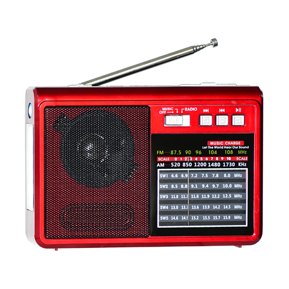 Top seller radio home AM FM SW portable radio with USB TF mp3 music player and LED light torch speaker