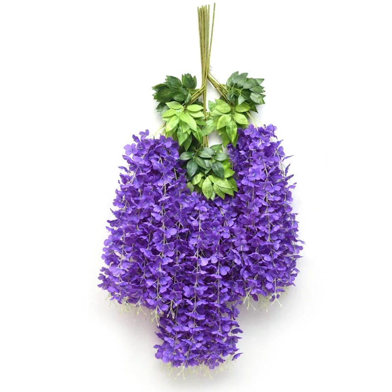 High quality artificial wisteria flower hanging vine simulation silk wisteria flower branch ceiling decoration