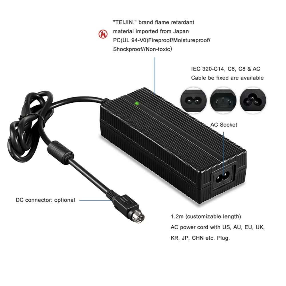 Portable 12V 24V 36V 48V 72V 2A 3A 4A 5A 6A 8A 10A Golf Cart Lifepo4 Rechargeable Lithium Ion Battery Charger